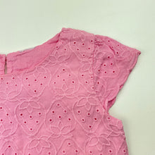 Load image into Gallery viewer, Girls pink, lined broderie cotton top, no labels, armpit to armpit: 29.5cm, GUC, size 3-4,  