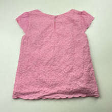 Load image into Gallery viewer, Girls pink, lined broderie cotton top, no labels, armpit to armpit: 29.5cm, GUC, size 3-4,  