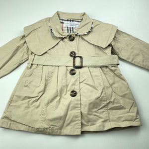 Girls Little Miss Amberly, lightweight trenchcoat, no size, L: 38cm, armpit to armpit: 27.5cm, shoulder to cuff: 30.5cm, EUC, size 1-2,  