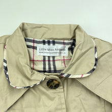 Load image into Gallery viewer, Girls Little Miss Amberly, lightweight trenchcoat, no size, L: 38cm, armpit to armpit: 27.5cm, shoulder to cuff: 30.5cm, EUC, size 1-2,  