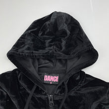 Load image into Gallery viewer, Girls DANCE, black velour zip hoodie sweater, EUC, size 4,  