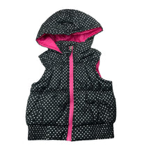 Load image into Gallery viewer, Girls Pink Platinum, black &amp; silver spot hooded vest, EUC, size 5-6,  