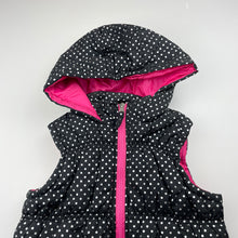 Load image into Gallery viewer, Girls Pink Platinum, black &amp; silver spot hooded vest, EUC, size 5-6,  
