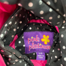 Load image into Gallery viewer, Girls Pink Platinum, black &amp; silver spot hooded vest, EUC, size 5-6,  