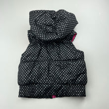 Load image into Gallery viewer, Girls Pink Platinum, black &amp; silver spot hooded vest, EUC, size 5-6,  