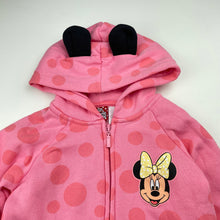 Load image into Gallery viewer, Girls Disney, Minnie Mouse fleece lined zip hoodie sweater, EUC, size 4,  