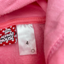 Load image into Gallery viewer, Girls Disney, Minnie Mouse fleece lined zip hoodie sweater, EUC, size 4,  