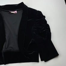 Load image into Gallery viewer, Girls Friends, black velvet short sleeve jacket, GUC, size 14,  
