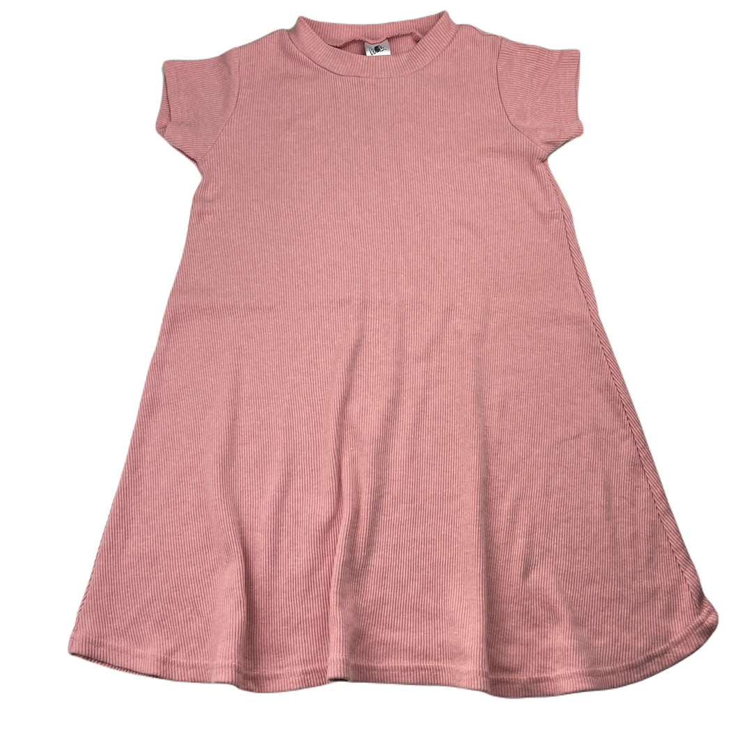 Girls H&T, pink ribbed casual dress, EUC, size 7, L: 62cm