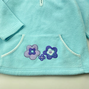 Girls Target, blue fleece sweater / jumper, no size, L: 42cm, armpit to armpit: 33cm, shoulder to cuff: 30cm, FUC, size 2-3,  