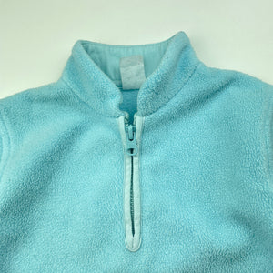 Girls Target, blue fleece sweater / jumper, no size, L: 42cm, armpit to armpit: 33cm, shoulder to cuff: 30cm, FUC, size 2-3,  