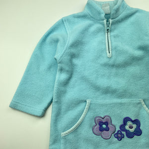 Girls Target, blue fleece sweater / jumper, no size, L: 42cm, armpit to armpit: 33cm, shoulder to cuff: 30cm, FUC, size 2-3,  