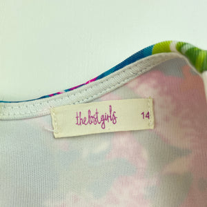 Girls The Lost Girls, colourful floral dress, EUC, size 14, L: 78cm