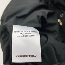 Load image into Gallery viewer, Girls Country Road, black &amp; gold hooded puffer vest, EUC, size 6-7,  