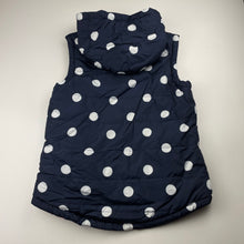 Load image into Gallery viewer, Girls Eve's Sister, reversible navy floral/spot hooded vest, EUC, size 10,  