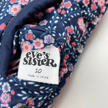 Load image into Gallery viewer, Girls Eve's Sister, reversible navy floral/spot hooded vest, EUC, size 10,  
