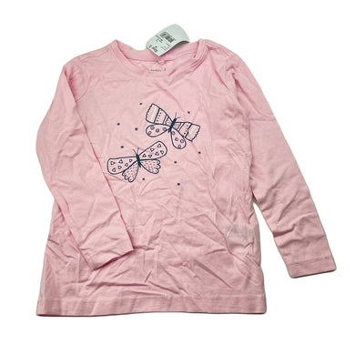 Girls Anko, pink cotton long sleeve top, butterflies, NEW, size 3,  