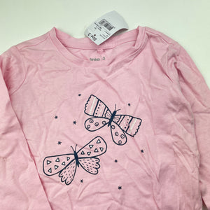 Girls Anko, pink cotton long sleeve top, butterflies, NEW, size 3,  