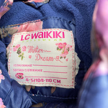 Load image into Gallery viewer, Girls LC Waikiki, fleece lined floral puffer jacket / coat, EUC, size 4-5,  