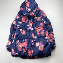 Load image into Gallery viewer, Girls LC Waikiki, fleece lined floral puffer jacket / coat, EUC, size 4-5,  