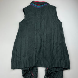 Girls Junior Zone, grey knitted sleeveless cardigan / sweater, EUC, size 12,  
