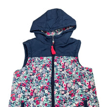 Load image into Gallery viewer, Girls Eve's Sister, navy floral hooded puffer vest / jacket, EUC, size 12,  