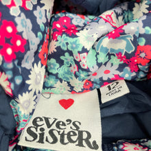 Load image into Gallery viewer, Girls Eve's Sister, navy floral hooded puffer vest / jacket, EUC, size 12,  
