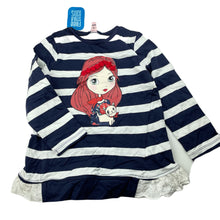 Load image into Gallery viewer, Girls Free Style Kids, navy stripe cotton long sleeve top, NEW, size 4,  