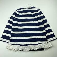 Load image into Gallery viewer, Girls Free Style Kids, navy stripe cotton long sleeve top, NEW, size 4,  