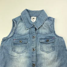 Load image into Gallery viewer, Girls H&amp;T, chambray cotton sleeveless shirt, GUC, size 2,  