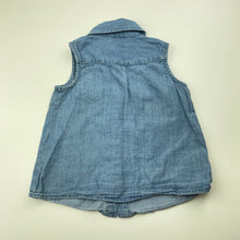 Load image into Gallery viewer, Girls H&amp;T, chambray cotton sleeveless shirt, GUC, size 2,  
