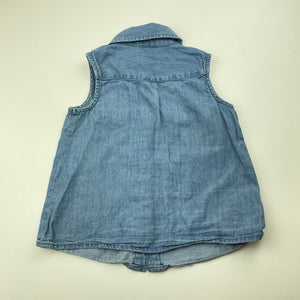 Girls H&T, chambray cotton sleeveless shirt, GUC, size 2,  