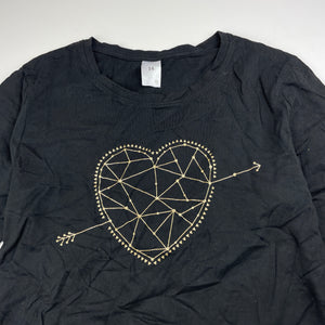 Girls Target, black cotton long sleeve top, heart, EUC, size 14,  