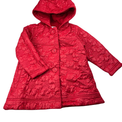 Girls Next, red floral fleece lined jacket / coat, light mark, FUC, size 2-3,  