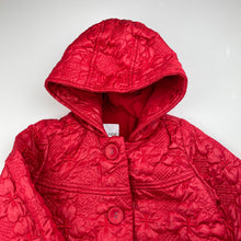 Load image into Gallery viewer, Girls Next, red floral fleece lined jacket / coat, light mark, FUC, size 2-3,  