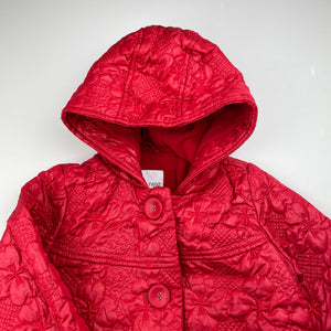Girls Next, red floral fleece lined jacket / coat, light mark, FUC, size 2-3,  