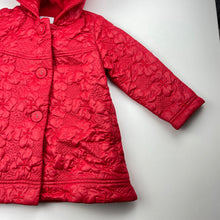 Load image into Gallery viewer, Girls Next, red floral fleece lined jacket / coat, light mark, FUC, size 2-3,  