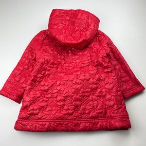 Girls Next, red floral fleece lined jacket / coat, light mark, FUC, size 2-3,  