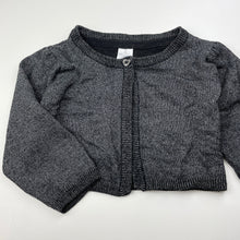 Load image into Gallery viewer, Girls H&amp;T, black &amp; silver 3/4 sleeve cardigan, GUC, size 6,  