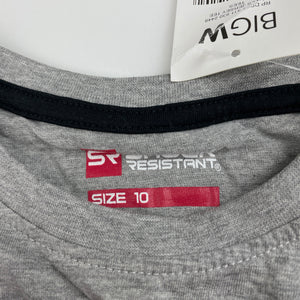 Boys Shock Resistant, grey marle long sleeve t-shirt / top, NEW, size 10,  