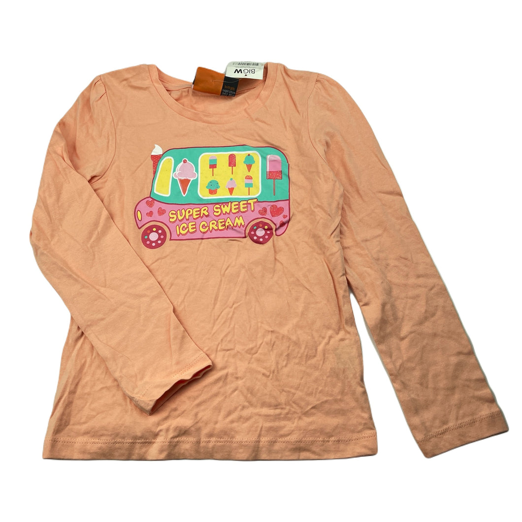 Girls Fun Spirit, coral cotton long sleeve t-shirt / top, NEW, size 7,  