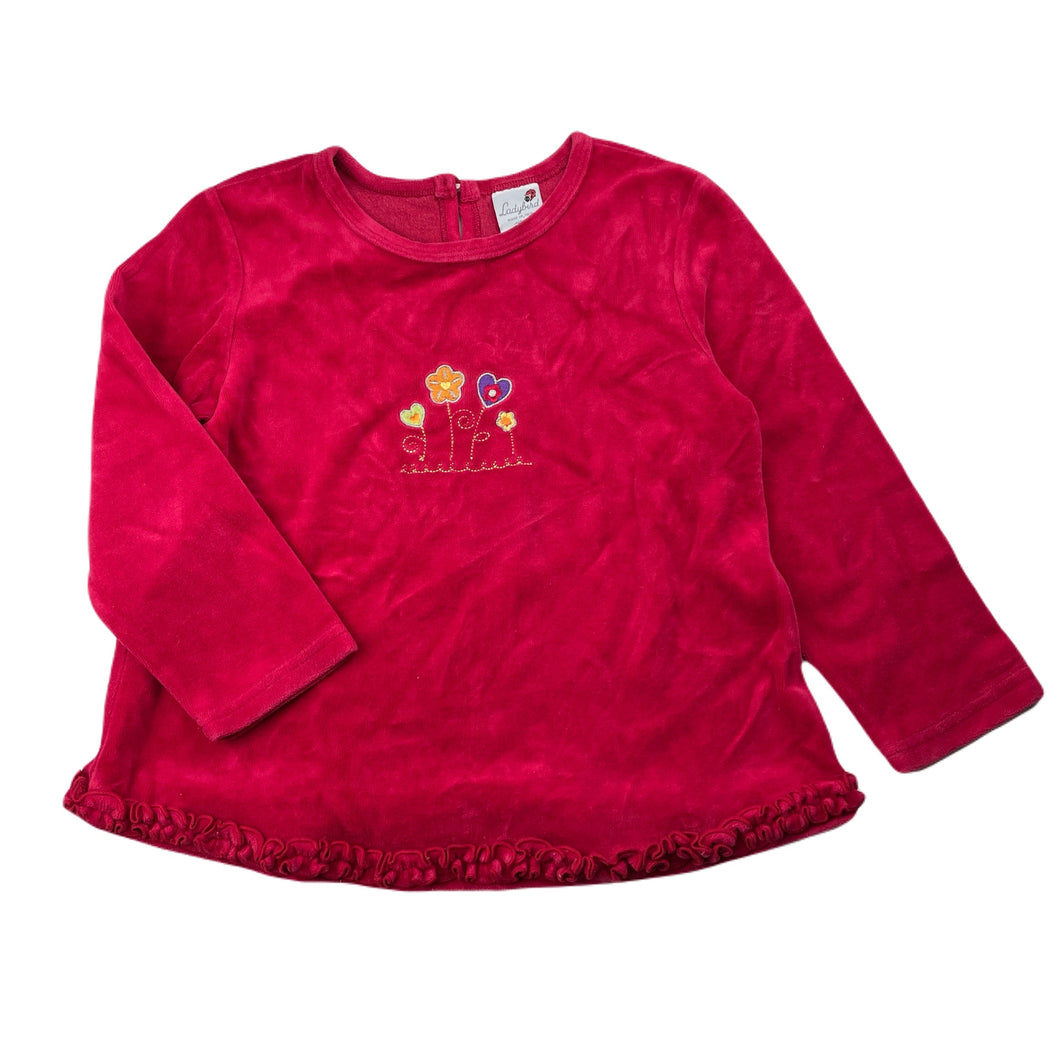 Girls Ladybird, vintage velour long sleeve top, GUC, size 6,  
