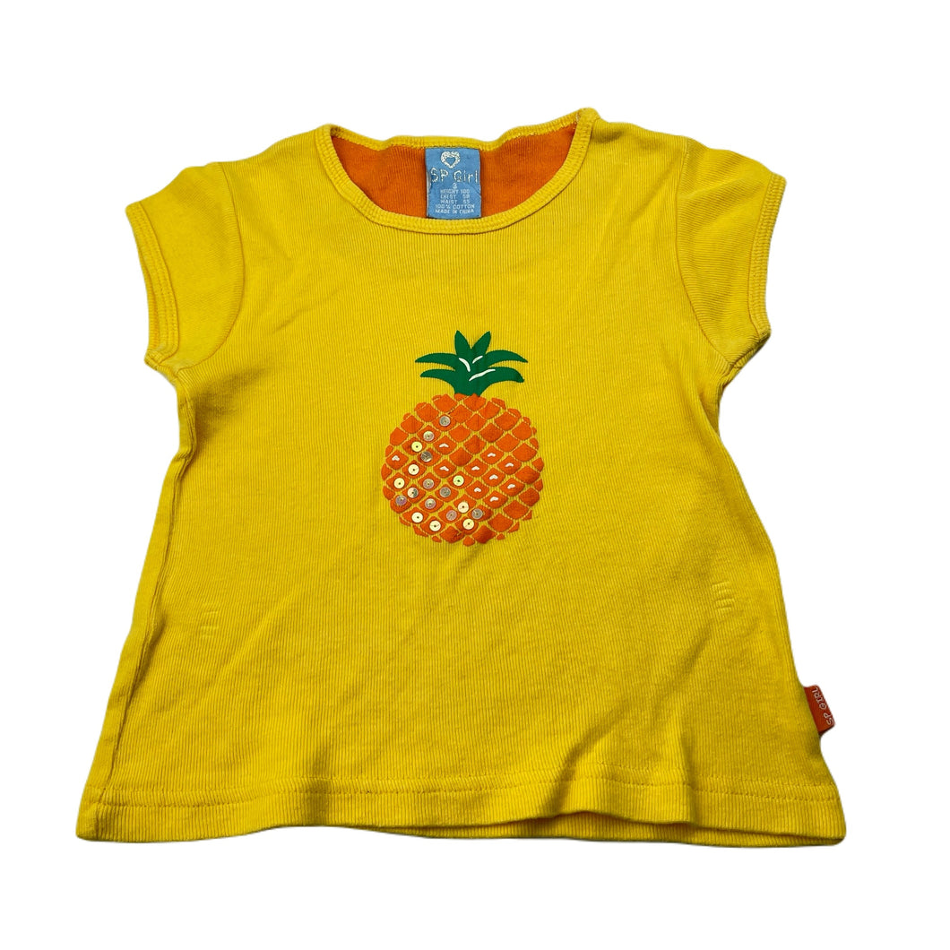 Girls SP Girl, yellow cotton t-shirt / top, pineapple, FUC, size 3,  