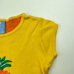 Girls SP Girl, yellow cotton t-shirt / top, pineapple, FUC, size 3,  