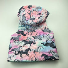 Load image into Gallery viewer, Girls Target, reversible puffer vest / jacket, horses, GUC, size 2,  
