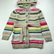 Load image into Gallery viewer, Girls Run Scotty Run, knitted cotton hooded cardigan, L: 40cm, GUC, size 4,  