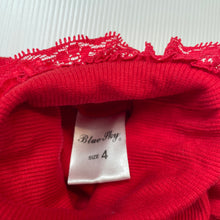 Load image into Gallery viewer, Girls Blue Sky, red ribbed roll neck top / skivvy, NEW, size 4,  