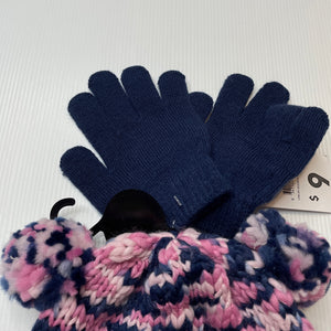 Girls Kids & Co, chunky knit hat/beanie + gloves, NEW, size 1-3,  