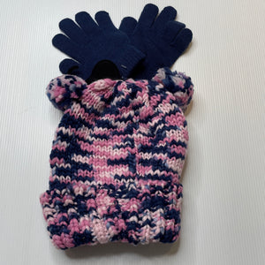 Girls Kids & Co, chunky knit hat/beanie + gloves, NEW, size 1-3,  