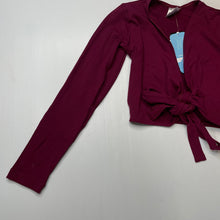 Load image into Gallery viewer, Girls Energetiks, burgundy cross-over dance / ballet wrap top, NEW, size 10-11,  